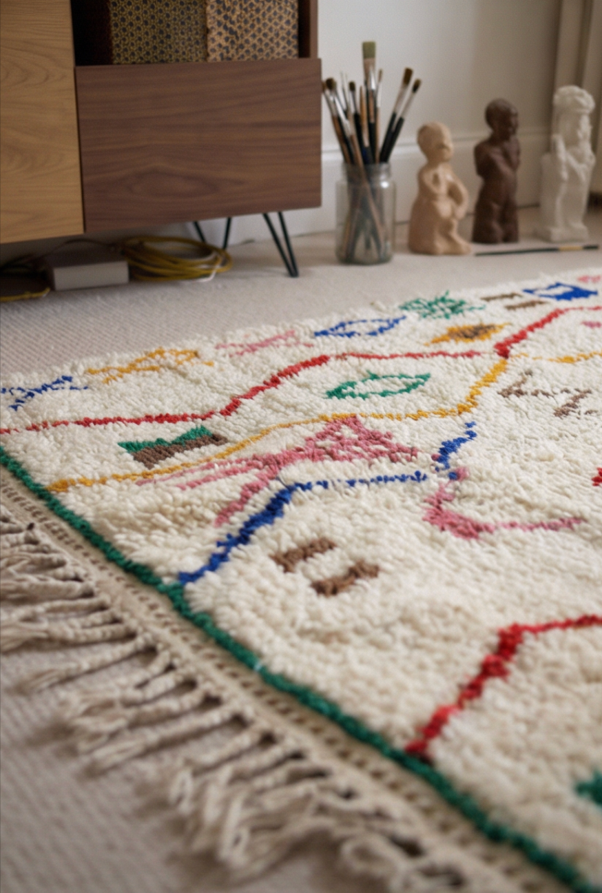 Utami Moroccan rug in interior design setting, one-of-one handmade rug Lemon Drops