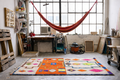 Zilka white Moroccan rug with large orange block and multicolour patchwork sections in pink, blue, yellow and green - 282×180cm, Lemon Drops Juicy Collabs